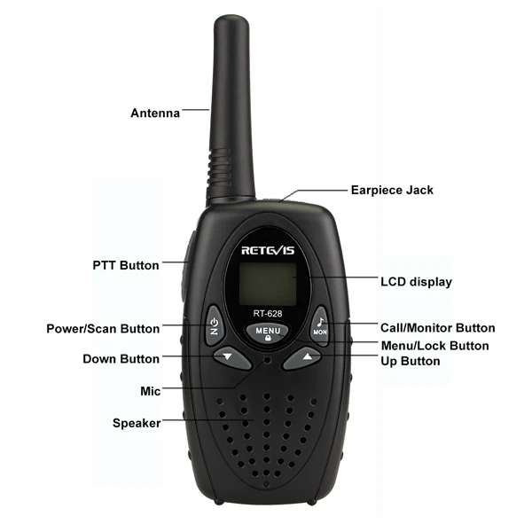 4 шт. Мини Walkie Talkie для детей 4 цвета Retevis RT628 0,5 Вт UHF PMR446 ЖК-дисплей Дисплей Портативный любитель двухстороннее игрушечные рации