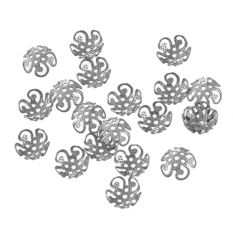

New Arrival 2*20PCs Stainless Steel Bead Caps Hollow DIY Jewelry Accessories 8mm