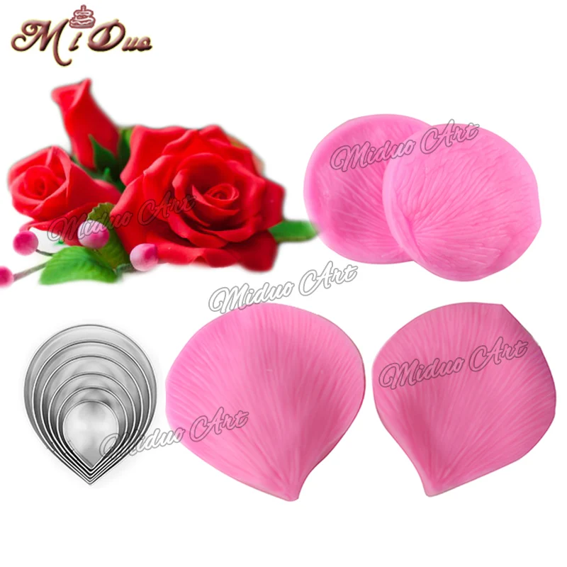 

Rose Petal Silicone Veiner & Cutter Flower Cutter Cake Decorating Moulds Fondant Sugarcraft Stainless Steel Cutter