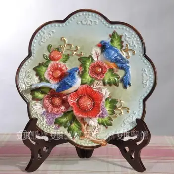 

peach blossom flower decorative wall dishes porcelain decorative wall plates home decoration accessories crafts room decoration