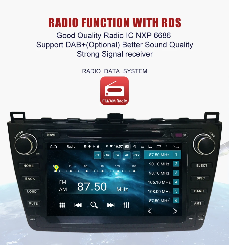 Top KANOR Android 9.0 4+32g 8 Core IPS 2din Car Radio For Mazda 6 Ruiyi 2008 2009 2010 2011 2012 WIFI GPS DVD Player Multimedia PC 3