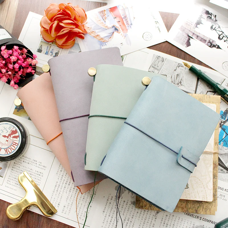 

K&KBOOK Genuine Leather Travelers Notebook Tied Rope Vintage Retro Diary Personal Planner Sketchbook Office & School Supplies