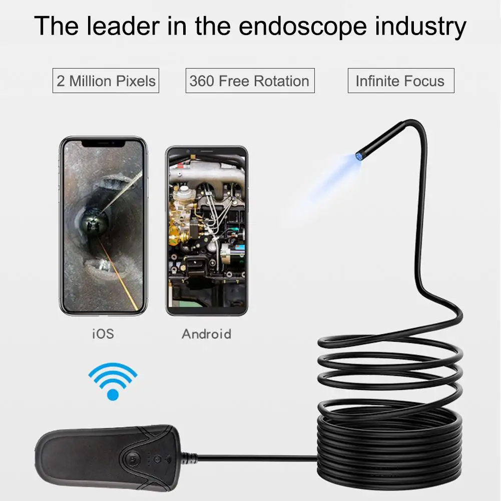 

HD 1080P Endoscope 5.5MM Lens Wifi Endoscope 3 Meters Borescope Inspection Camera Waterproof IP67 For Android IOS Tablet PC