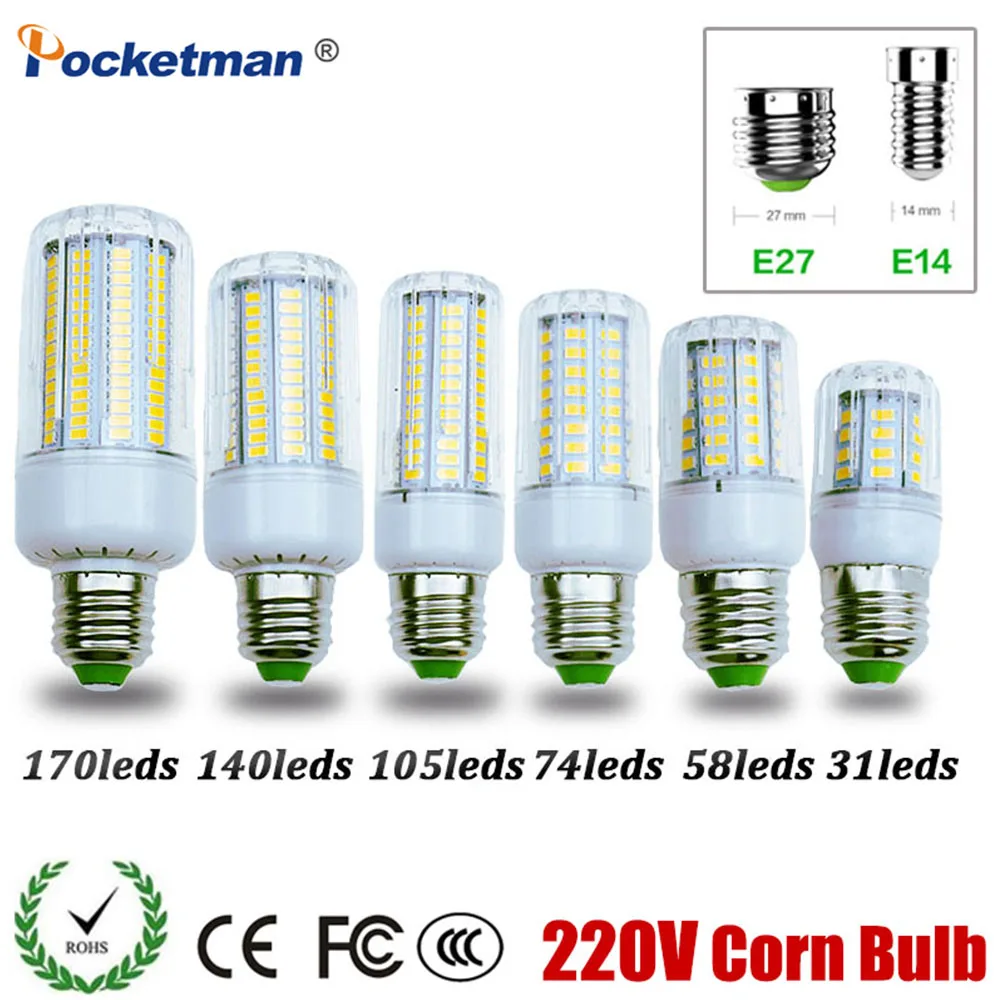 SMD 5730 E27 E14 светодиодный светильник 5730SMD свет кукурузы лампы 31 58 74 105 140 170