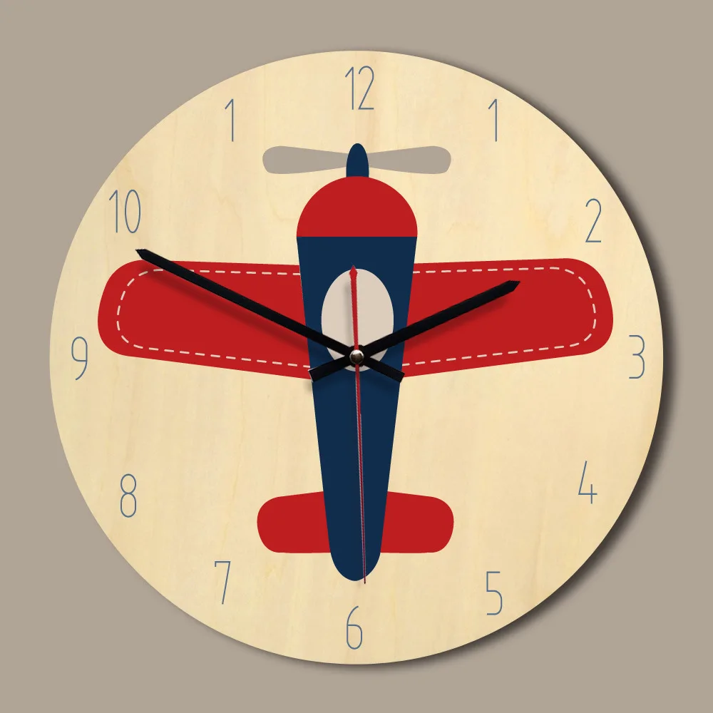 

Children room Wooden Wall Clock Modern Design 11 Inch Colorful Printing Wall Watch Circular Mute Klock Special Gift
