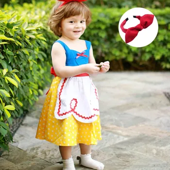 

2018 Summer ins clothes Baby Girls black dress Cotton Costumes Clothing Princess Snow White Alice dot dress free headband