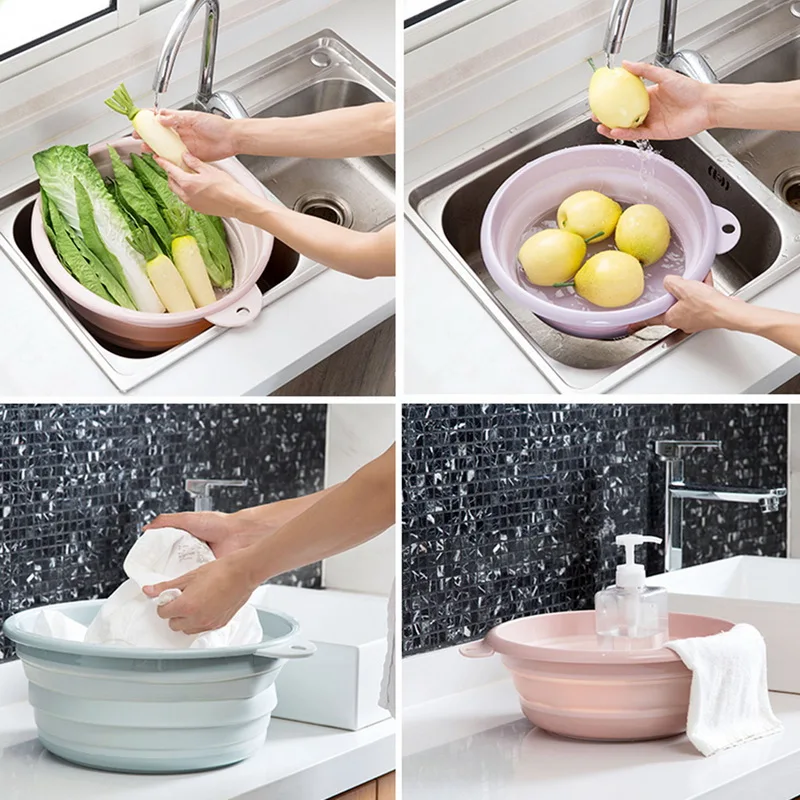 

Large Portable Travel Folding Washbowl Household Plastic Washbasin Travel Abroad Basin Kitchen Bathroom Organizer Laundry Tub