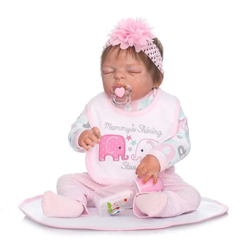 

48cm Cute Reborn Doll Realistic Full Silicone Vinyl Newborn Sleeping Babies Toy Clothes Lifelike Handmade Gifts
