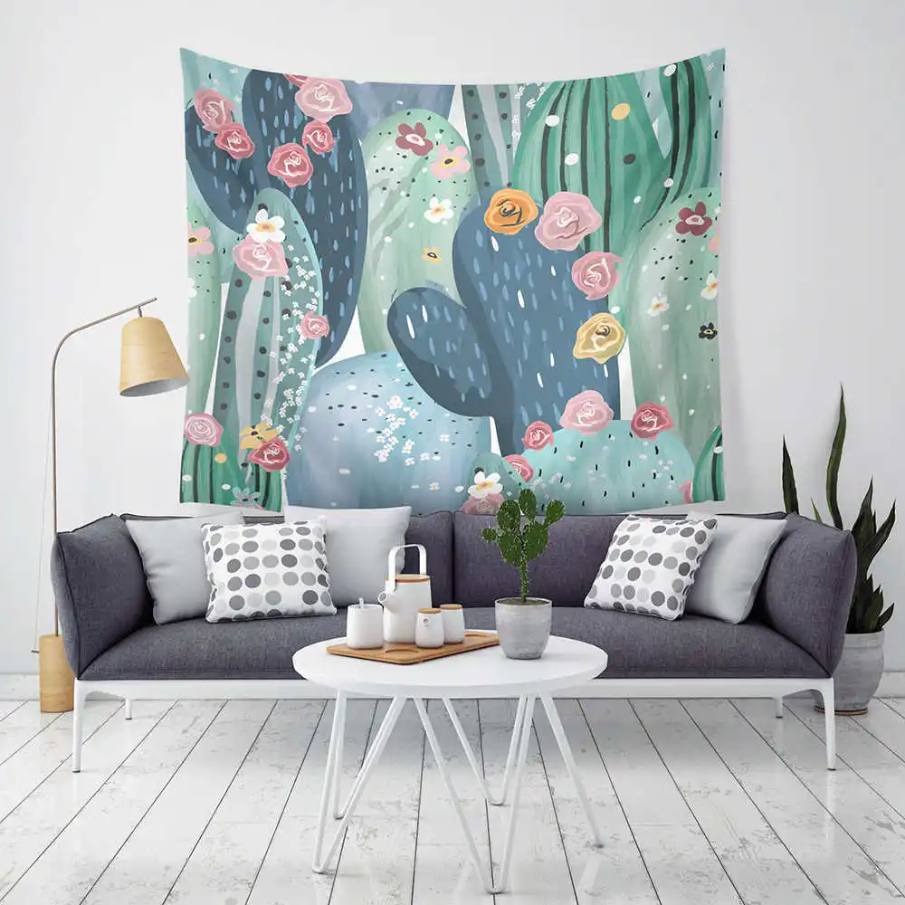 

Drop Shipping Cactus Watercolor Hanging Wall Tapestries Mandala Bohemian Tapestry Landscape Wallpaper Wall Art Shawl Throw