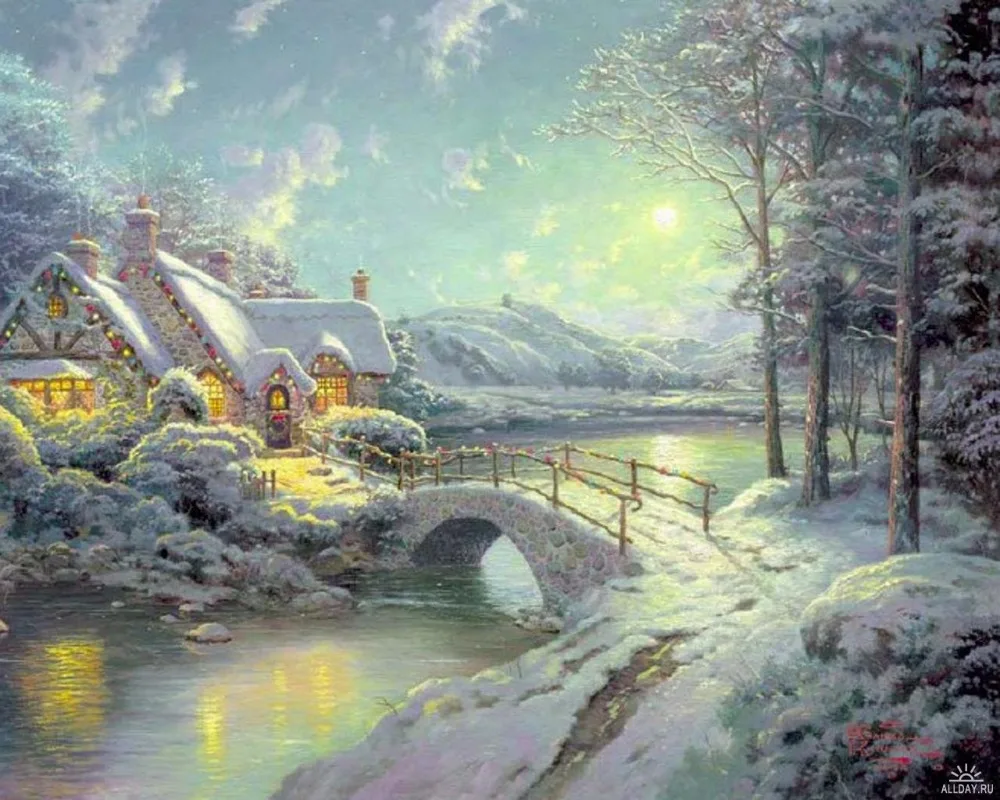 

Needlework.For embroidery,DIY DMC 14CT Unprinted Art Cross stitch kits Snow landscape beauty Forest Cross-Stitching decor crafts