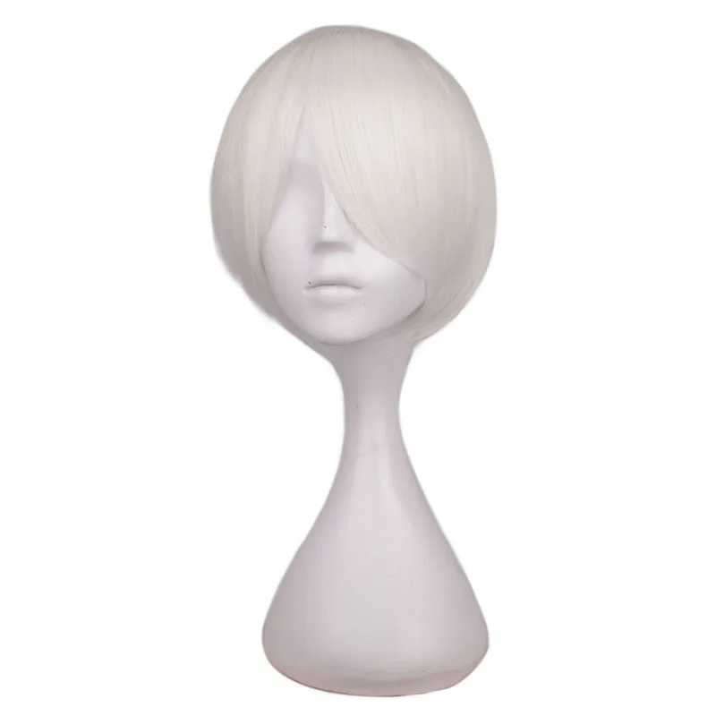 

QQXCAIW Men Short Cosplay Wig Boys White 32 Cm Heat Resistant Synthetic Hair Wigs