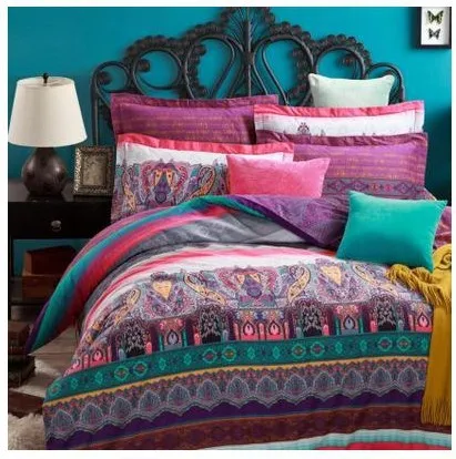 Pink Purple Blue Green Paisley Bedding Sets King Queen Size Duvet