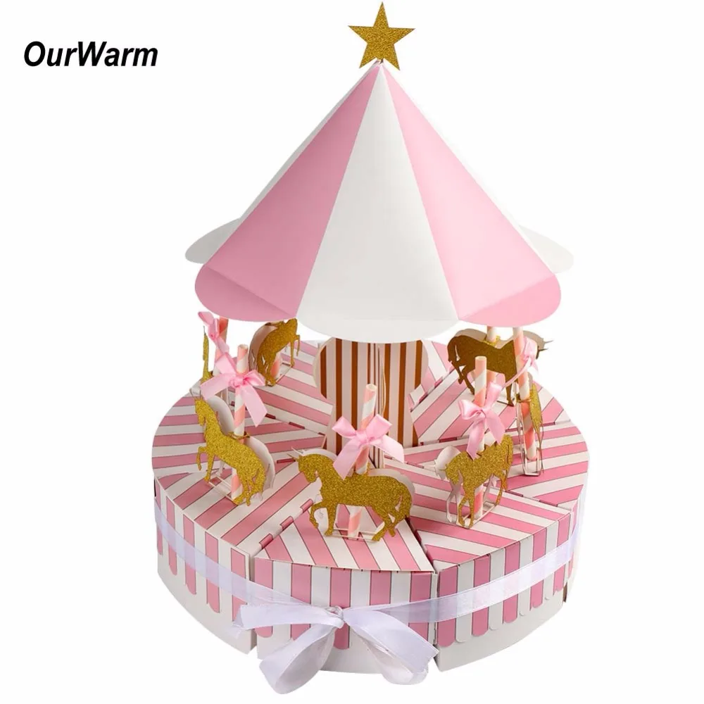 

OurWarm Carousel Paper Gift Box Wedding Favors and Gifts Unicorn Party Baby Shower Candy Box Birthday Party Decorations Kids