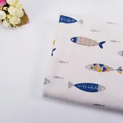 С изображением рыбы хлопок и лен ткань на метр для DIY швейных Обивка диван занавес скатерть хлопок Материал