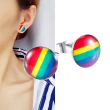 LGBT серьги-гвоздики с радужным флагом, подвеска из нержавеющей стали, серьги-гвоздики для мужчин и женщин, модные ювелирные изделия, подарок