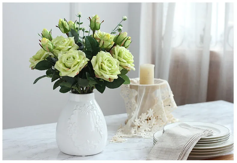Fake silk roses artificial flowers wedding home decor