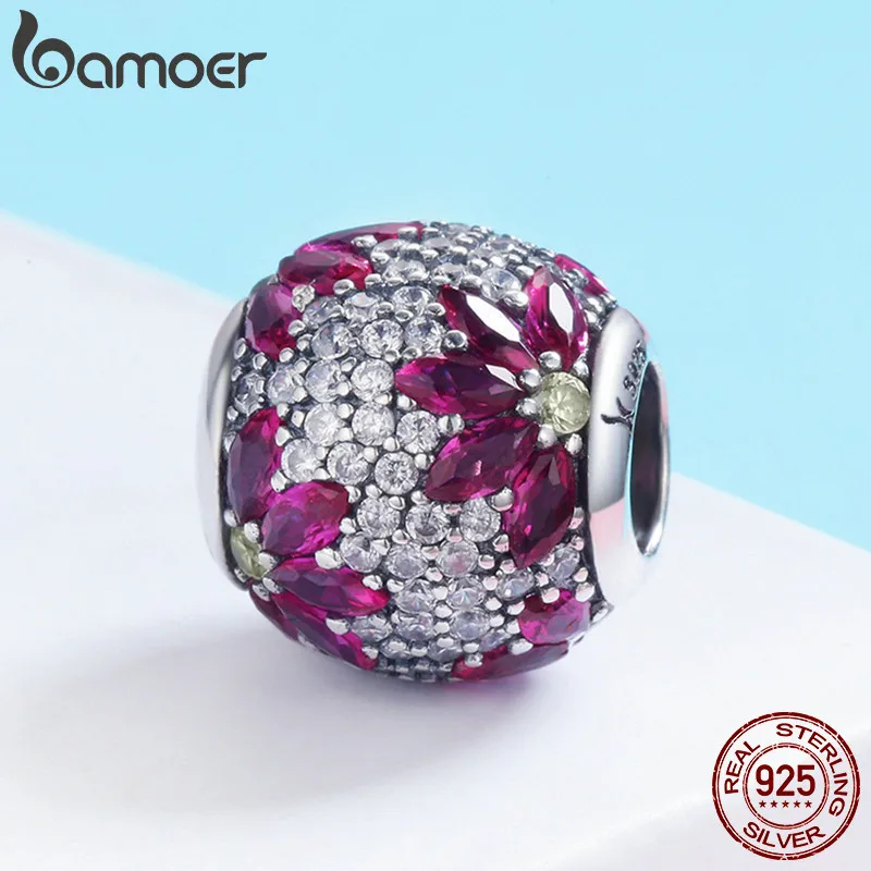WOSTU Spring Collection 925 Sterling Silver Maple Leaves Clear CZ Beads fit Charm Bracelet & Necklaces DIY Jewelry BKC570