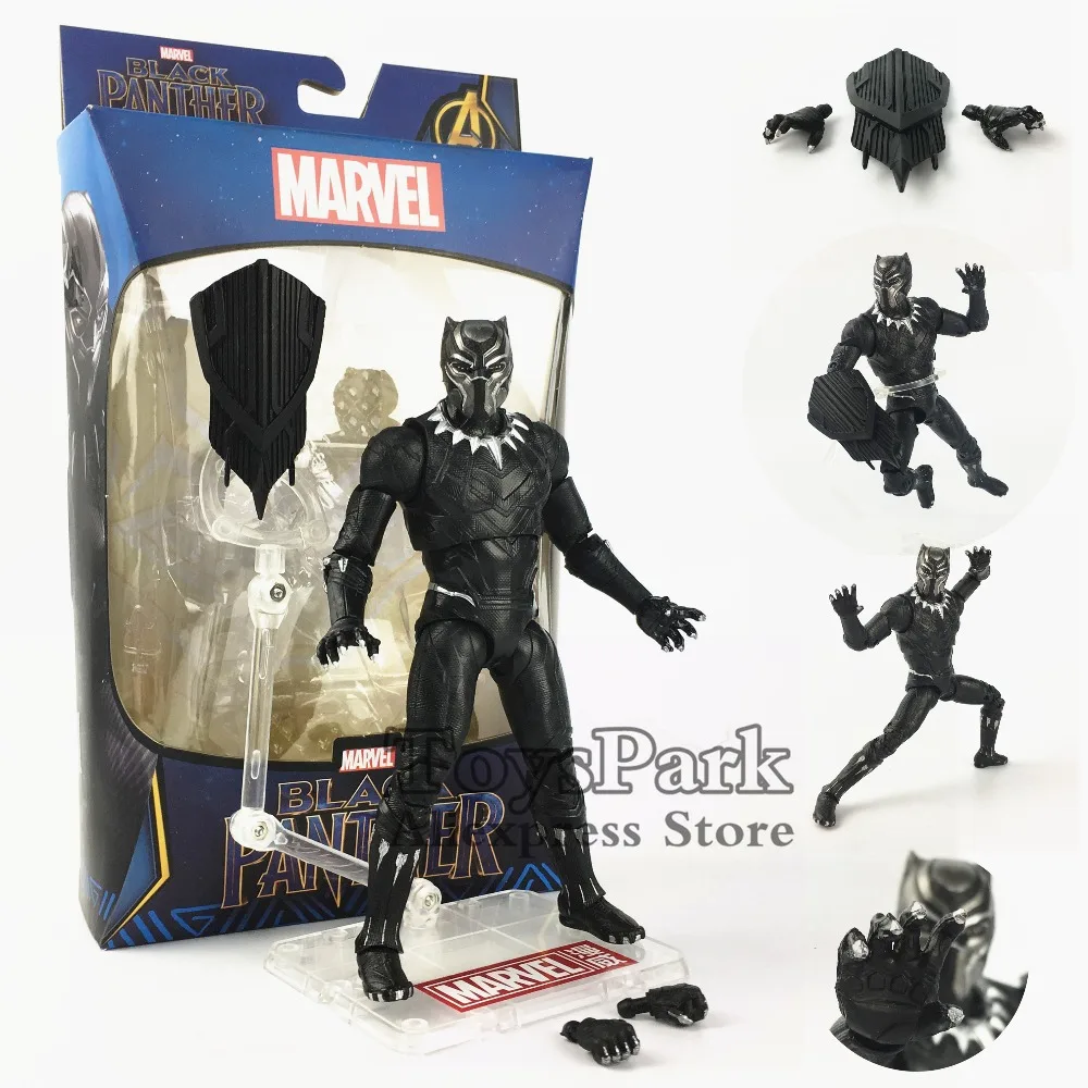 

2018 Marvel 6" Black Panther Action Figure With Claw Captain America Vibranium Shield Movie Avengers Infinity War Doll Toy Model