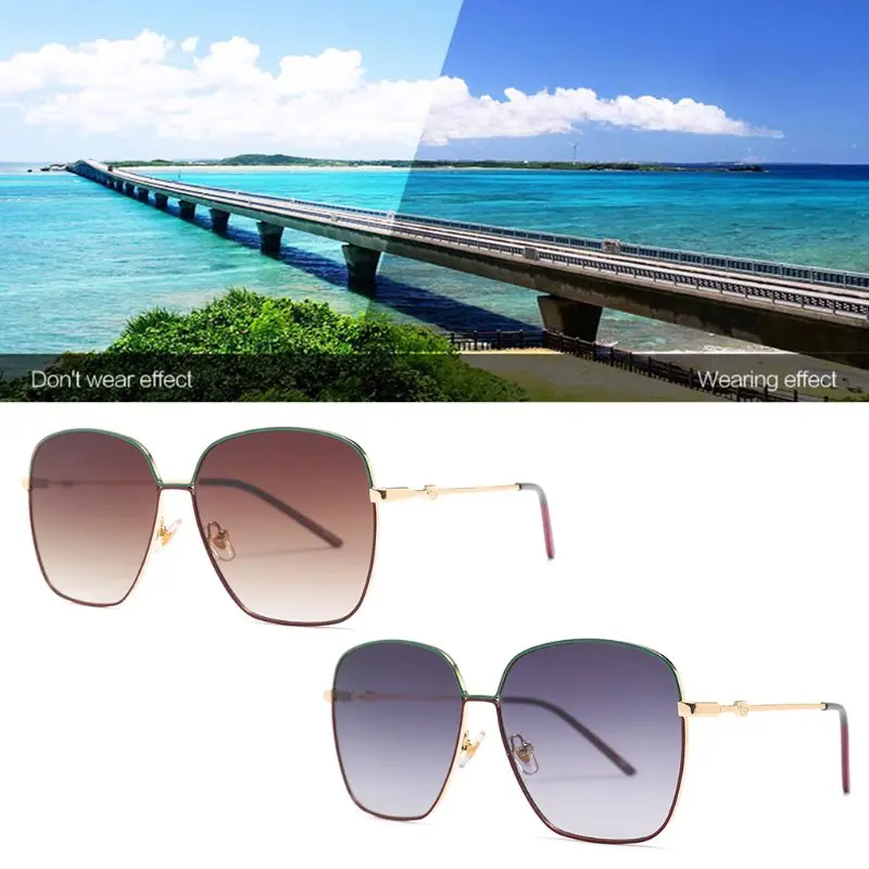 

Classic Square Sunglasses Gradient Ombre Fashion Metal Colorful Lens Men Charms Party Driving Outdoor Decoration UV400