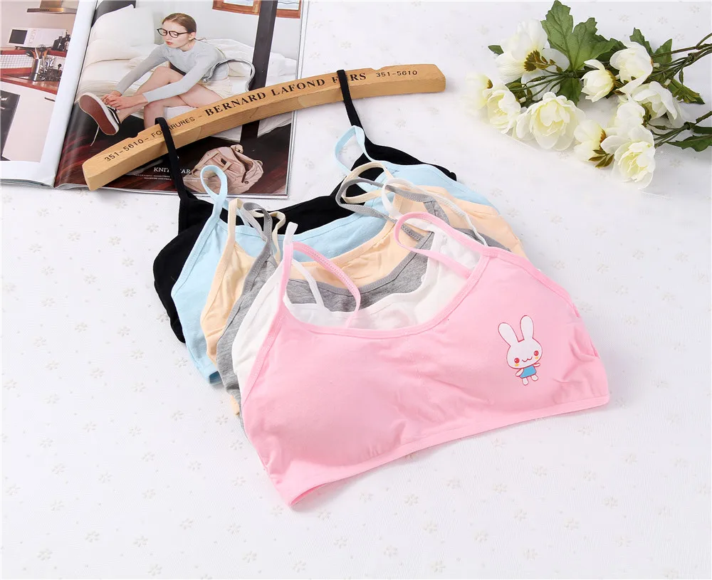 

2019 Cute Rabbit Solid Cotton Girl Bra Underwear for Girl Children Bras Young Teenagers student Underwear Summer Bras