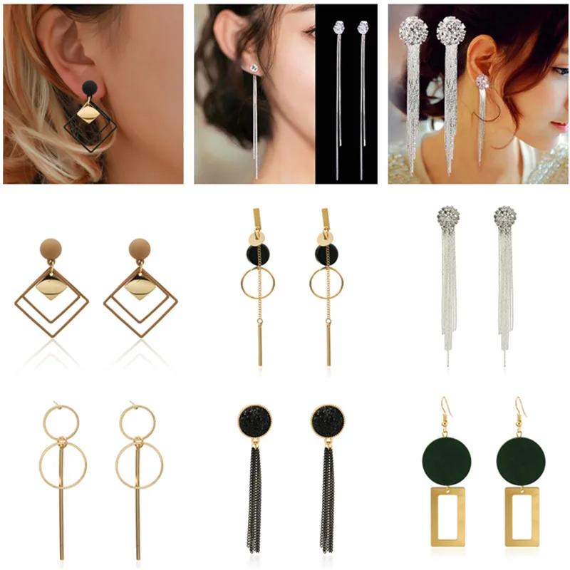 2019 Personality Fashion round geometric wood earrings Retro female tassel long women earrings Jewelry
