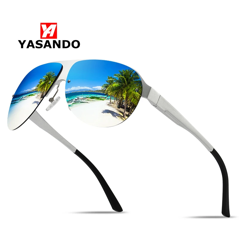 Classic Sunglasses Men YASANDO Aluminum Magnesium Polarized Shades Mirror Lens Outdoor Driving UV400 Male Eyewear XY061 with box