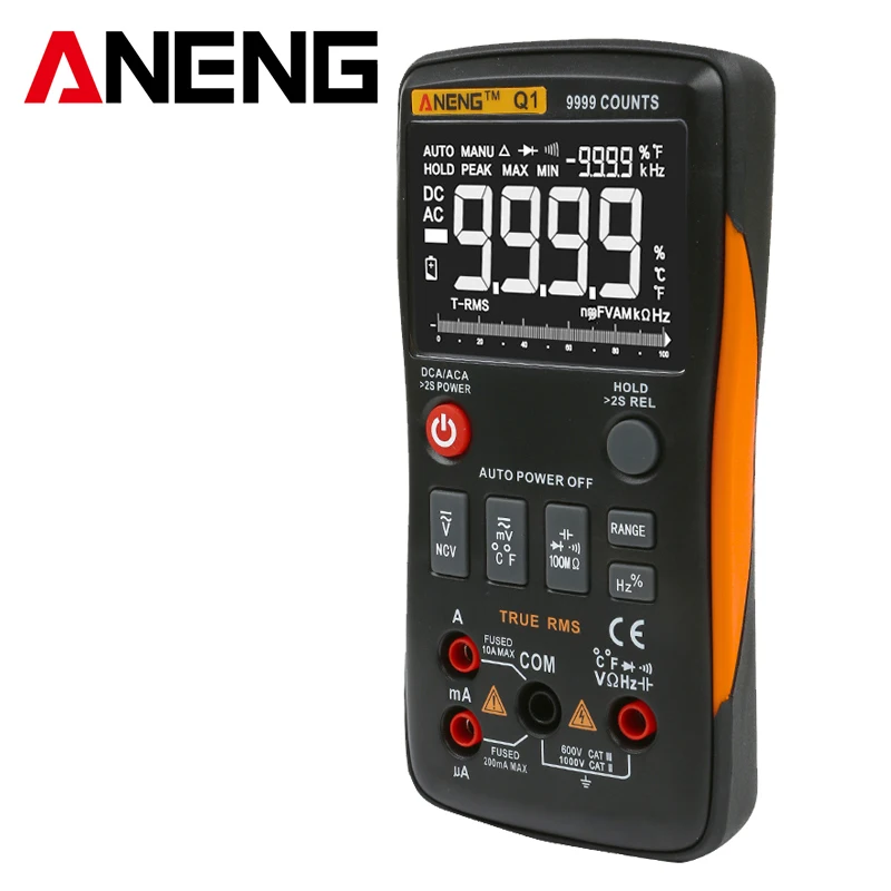 

ANENG Q1 Digital Multimeter Capacimetro Digiatl Voltmeter Tester 9999 Counts AC/DC Voltage Ammeter Current Ohm Auto/Manual
