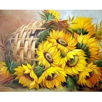 

RUOPOTY Frame Flowers DIY Painting By Numbers Kit Sunflowers Modern Home Wall Art Picture By Numbers For Home Decors Artwork
