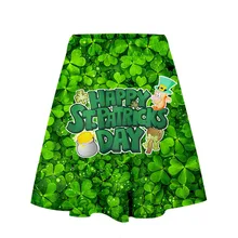 Эластичная свободная Зеленая короткая юбка с принтом листьев, юбка размера плюс, женская мода