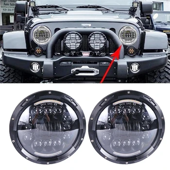 

7inch 80w 90w LED Headlight For Jeep Wrangler JK 4x4 12v 24v Running Light With Hi-LO Beam For Jeep Wrangler JK LADA NIV