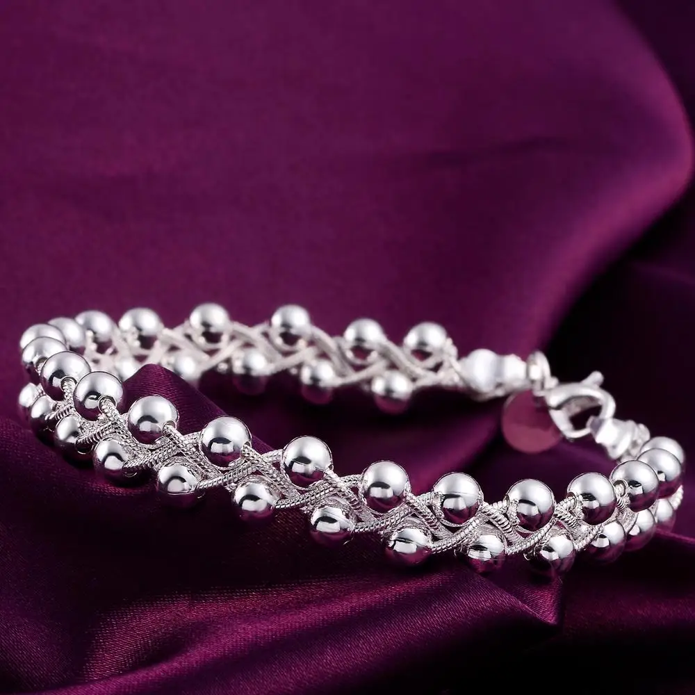 Браслет LH002 из плетеных бусин серебряного цвета Прямая поставка|bracelet plated|bracelet