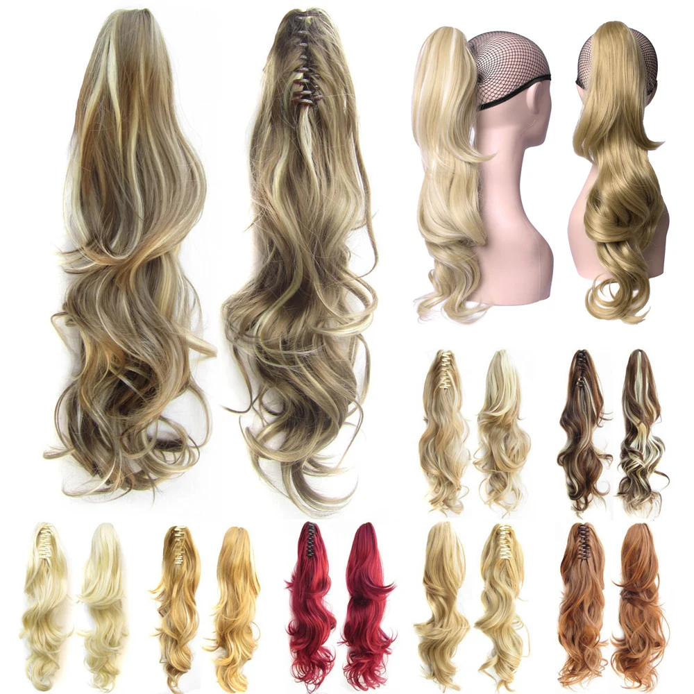 

[DELICE] 24inch 160g/pc Women's High Temperature Fiber Synthetic Hair Long Layered Curly Claw Ponytail
