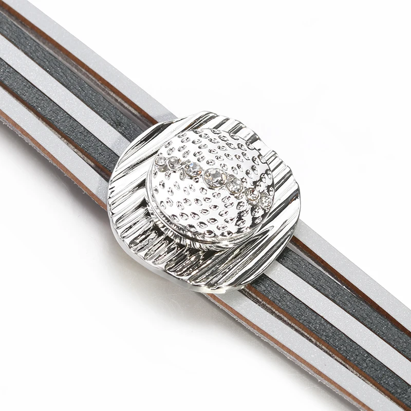 ALLYES элегантный круглый металлический Шарм Boho кожаные браслеты для женщин богемный широкий многослойный браслет женская бижутерия