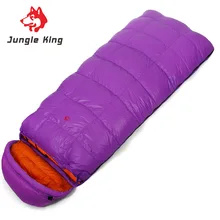 Jungle King High quality autumn  winter envelope sleeping bag widening filled 1000g 90% -25 degrees outdoor camping sleeping bag