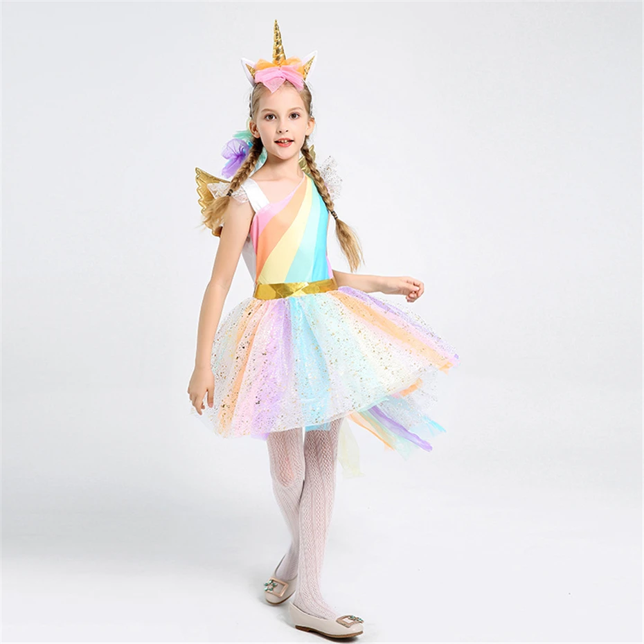 Детское платье-пачка с единорогом; праздничный костюм принцессы радуги; Пасхальный маскарадный костюм единорога для девочек; элегантный костюм; Vestidos Fantasia Infantil