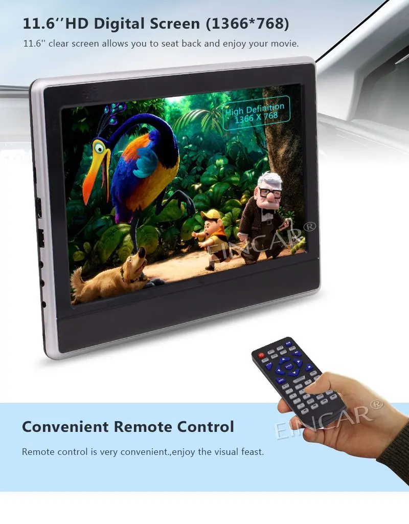 Eincar 11 6 'ƈ xtwin автомобильный dvd плеер для подголовника Сенсорный экран FM ИК