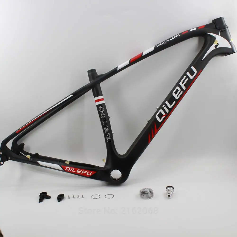 Flash Deal Brand New QILEFU Mountain bike matte 3K full carbon fibre MTB bicycle disc brake carbon frame thru axle 27.5/29er Free shipping 13