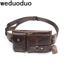 Weduoduo Genuine Leather Men Waist Packs Fanny Pack Belt Bag Phone Pouch Bag New Travel Waist Pack Male Waist Bag Leather Pouch bosikas new genuine leather waist packs leather bag belt men phone pouch bags zipper travel waist pack vintage male waist bag