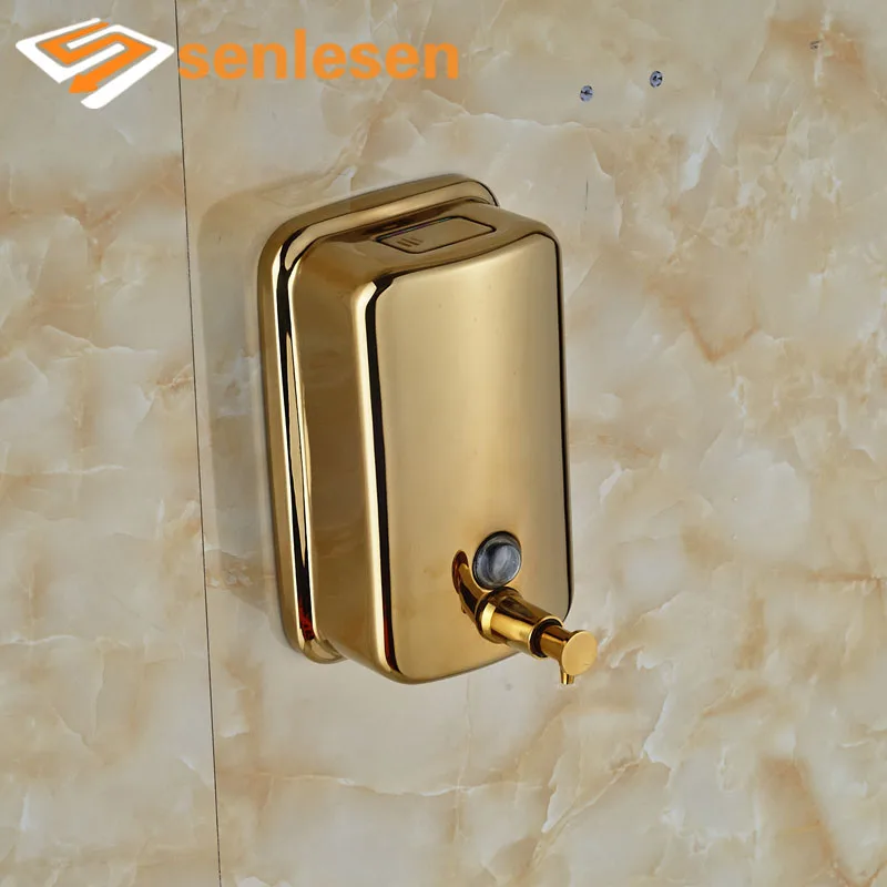 

Free Shipping Factory Retail Gold Finish Wall Mounted Liquid Soap Dispenser 800ML