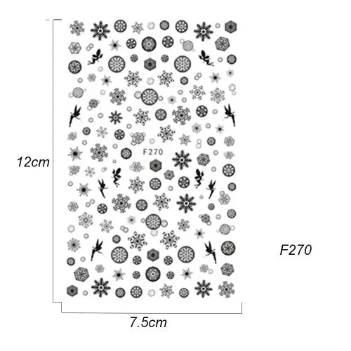 1 шт рождественские 3D наклейки для ногтей Наклейка Снежинка наклейки для ногтей наконечник золотой серебряный ноготь обертывание Маникюр украшения для ногтей TRF267-284-1 - Цвет: F270