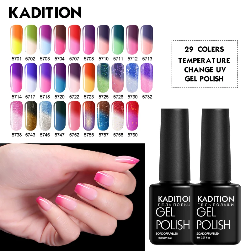 

KADITION Temperature Change UV Gel Nail Polish Colored Varnish Enamel Chameleon Gel for Basecoat Top Thermo Nail Art Gel Polish