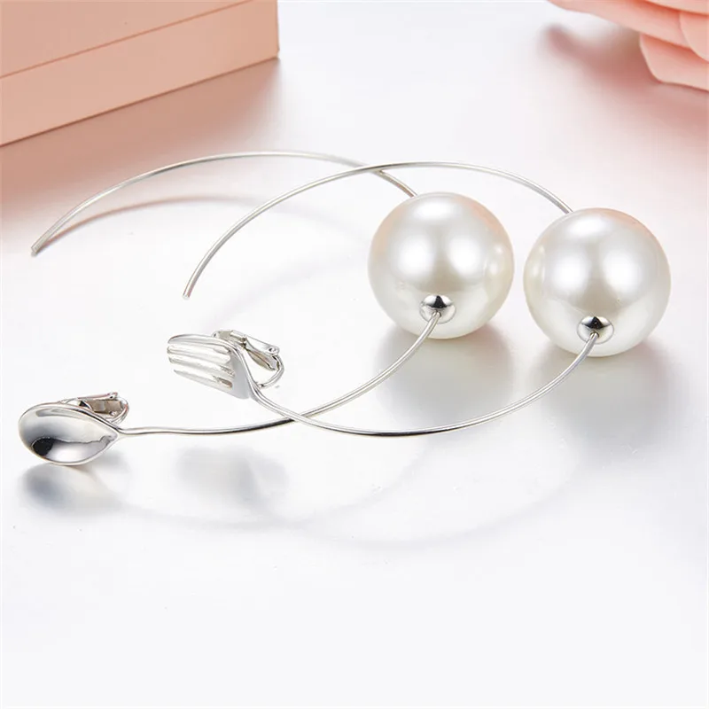 

Fits Monaco Jewelry Match Women's Jewelry Party Gifts Charm 925 Sterling Silver Zircon Fashion Spoon Pearl Earrings