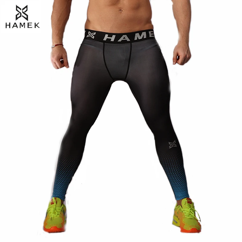 2017 new mens sport leggings running tights skinny gym fitness