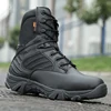 Men's Work Shoes Genuine Leather Waterproof  Lace Up Tactical Boot Fashion Motorcycle Men Combat Ankle Military Army Boots ► Photo 2/6