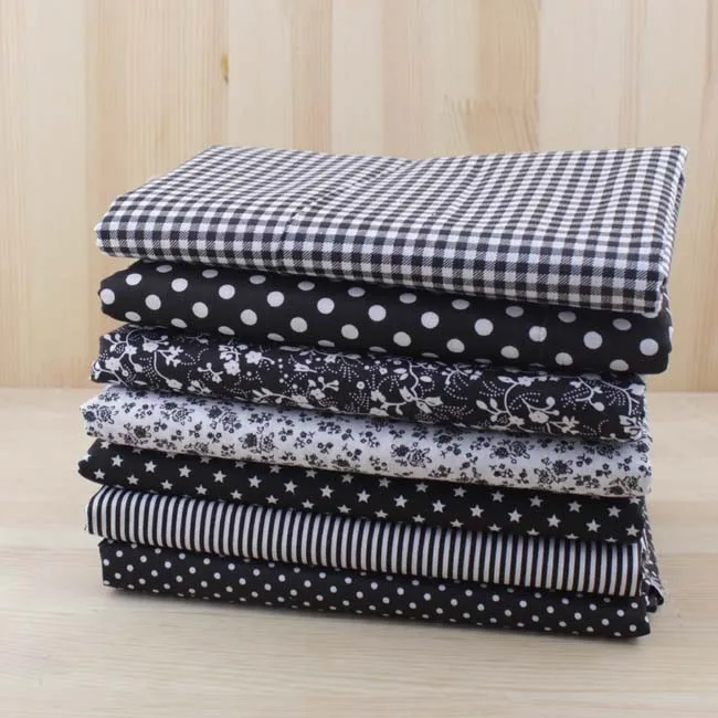 Booksew 7pcs 50cmx50cm Black Cotton Patchwork Fabric For DIY Sewing Quilting Craft Tilda Doll Baby Cloth Textiles