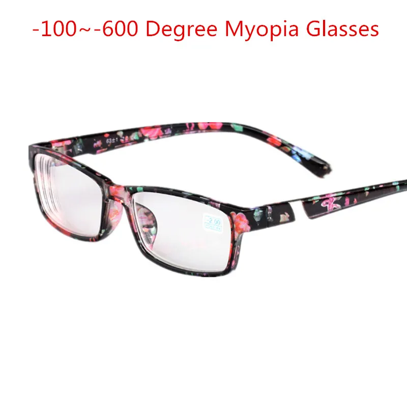 Цветочные очки для близорукости Eyewear-100-150-200-250-300-350-400 ультралегкие женские и мужские короткие очки для коррекции зрения