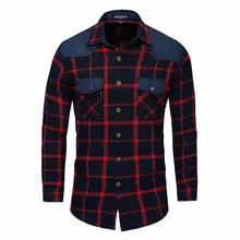 Новое поступление, мужская клетчатая рубашка с длинным рукавом, лоскутные Дизайнерские рубашки, camisa masculina, высокое качество, мужские повседневные рубашки