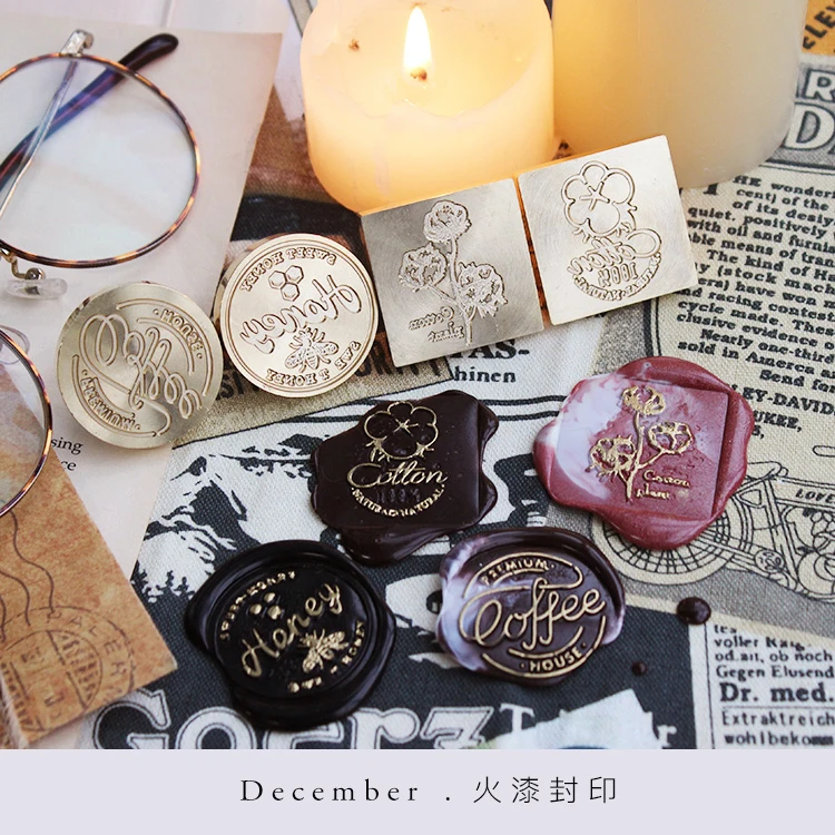 

moodtape personality stamp wood wax seal for DIY Gift / Invitation album Decorative stamp honey coffee cotton metal stamp seal