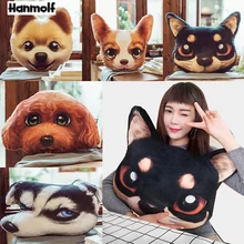 Подушка в форме головы собаки мягкая подушка для животных плюшевая собака хаски корги собака померанский диван кресло Декор поясничная подушка 45 см