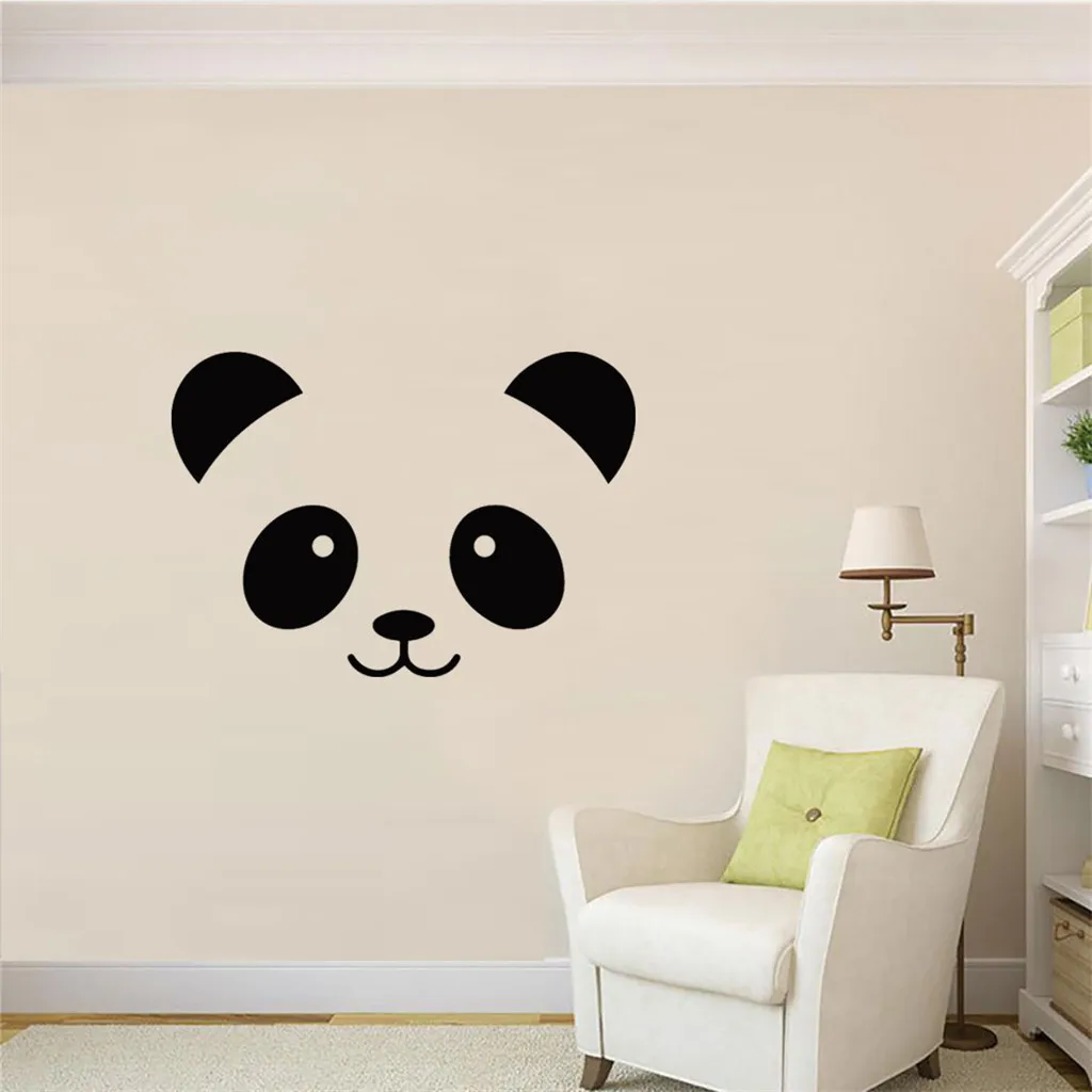 Черные настенные наклейки пандами спереди Съемный Wall Art DIY виниловая наклейка на
